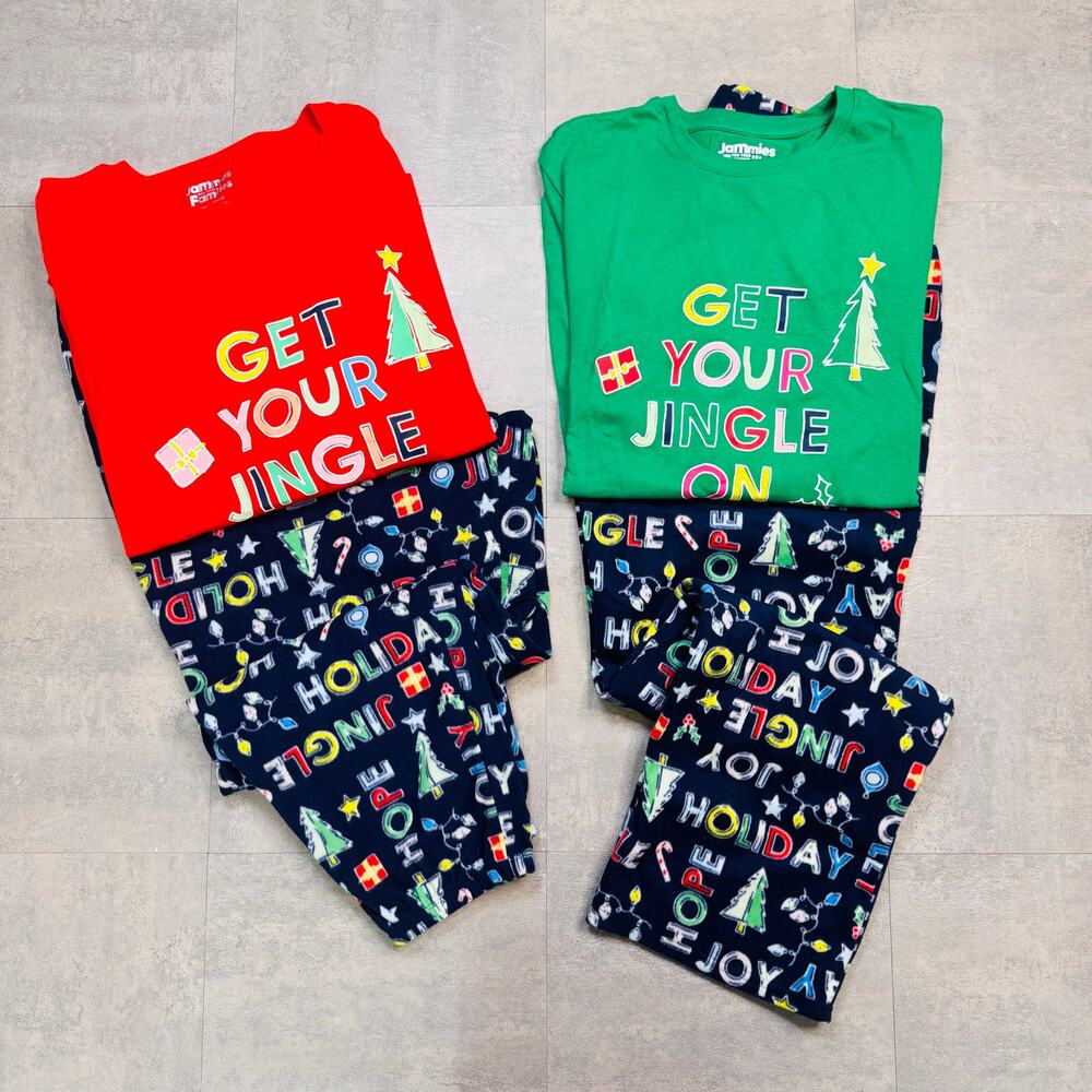 Jamies for Families Jingle All The Way Matching PJs Med, 1X, Christmas Red/Green